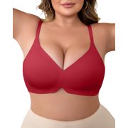 Plus Size Wireless Push Up Bra for Women Seamless Deep V Everyday Bras Full Coverage Soft Supportive Brassiere