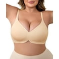 thumbnail image 1 of Plus Size Wireless Push Up Bra for Women Seamless Deep V Everyday Bras Full Coverage Soft Supportive Brassiere, 1 of 7