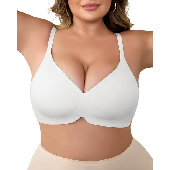 Plus Size Wireless Push Up Bra for Women Seamless Deep V Everyday Bras Full Coverage Soft Supportive Brassiere