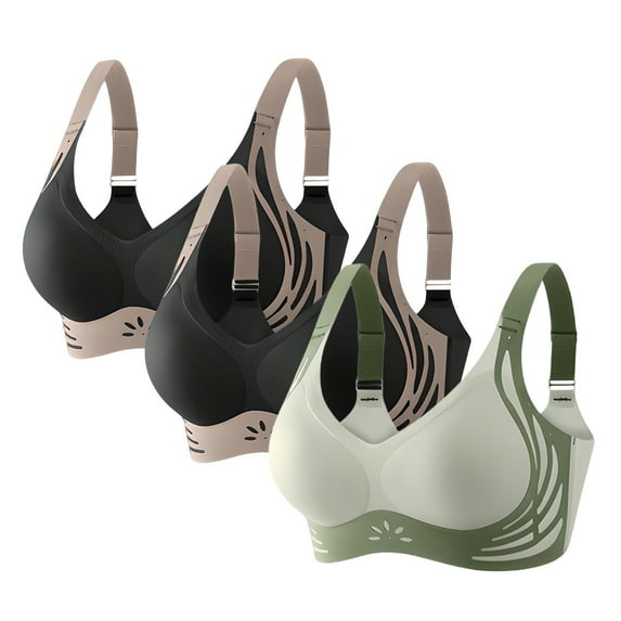 Plus Size Wireless Sports Bra - Full Coverage Yoga Bralette, Comfortable Support for Large Bust (2-Pack) | Hontri | Gather Bra Soft Comfortable Gather Bra Wireless up Bra Bra Women (X | XXL)