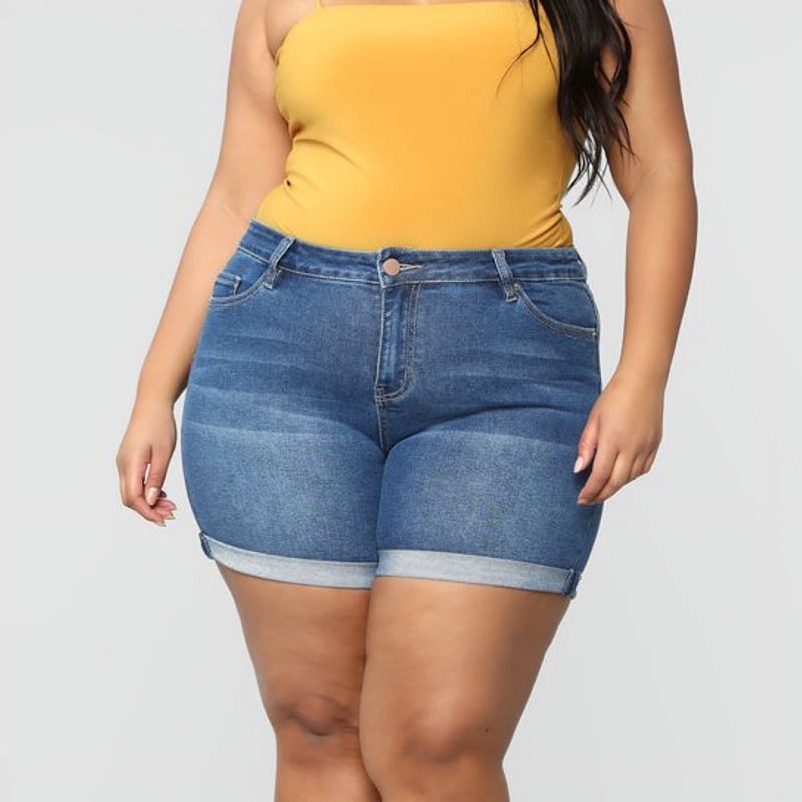 Plus Size Woman Monster Beast Stretch Denim Shorts 2Xl Women Plus Size