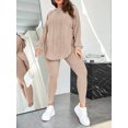thumbnail image 1 of Plus Size Women 2 Piece Outfit, Ribbed Knit Hooded Long Sleeve Top and High Waist Leggings Set, 1 of 5