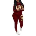 thumbnail image 1 of Plus Size Women 2Pcs Letter Sweatshirt Top Jogging Suits Tracksuit Gym Yoga Pants Trousers S-3XL, 1 of 3