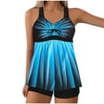 thumbnail image 1 of Plus Size Women Beach Casual Tankini Sets Summer Loose V Neck Swimsuits Tops With Swim Shorts Vacation Tie Dye Printed Bathing Suits, 1 of 5