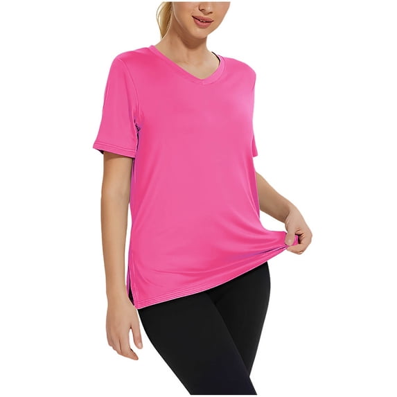 Plus Size Women Blouses Solid Color V-Neck Short Sleeved Casual T-Shirts Loose Fit Cute Tee Clothes Trendy Fashion Outfits