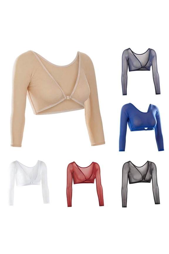 Plus Size Women Both Side Wear Sheer Seamless Arm Crop Top Shirt Blouses for Everyday