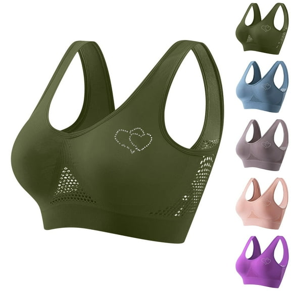 Plus Size Women Bras Seamless No Underwire Lightweight Full Coverage Daily Tank bras Underwear for Women Army Green XL