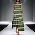 thumbnail image 1 of Plus Size Women Dress , Women's Summer Sexy Fashion Printing Sleeveless V-Neck Dress(Army Green,L), 1 of 5