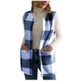 thumbnail image 1 of Plus Size Women Flannel Plaid Shacket Vest Jacket Sleeveless Fleece Jackets Fall Winter Coat Sky Blue XXL, 1 of 7