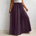 thumbnail image 1 of Plus Size Women Flowy Pants, Ruffle High Waist Lightweight Drawstring Summer Casual Culottes for Travel Purple Short Pants for Women L, 1 of 6