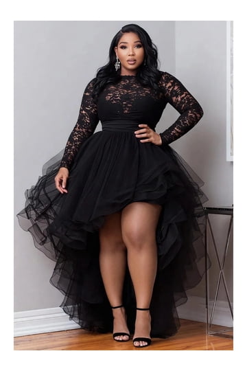 plus size black tulle dress Final Sale 3pc Tube Top, Shorts and Sheer in creates a flattering silhouette in a stylish mini length City Chic Plus Size Embroidered