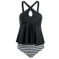 thumbnail image 1 of Plus Size Women Ladies Swing Tankini Swimsuit Swimwear Tankini Set Beachwear High Waist Bikini Set Two Piece Swimming Bathing Suit Push Up Padded Backless Tummy Control Tops w/Swim Bottoms, 1 of 4