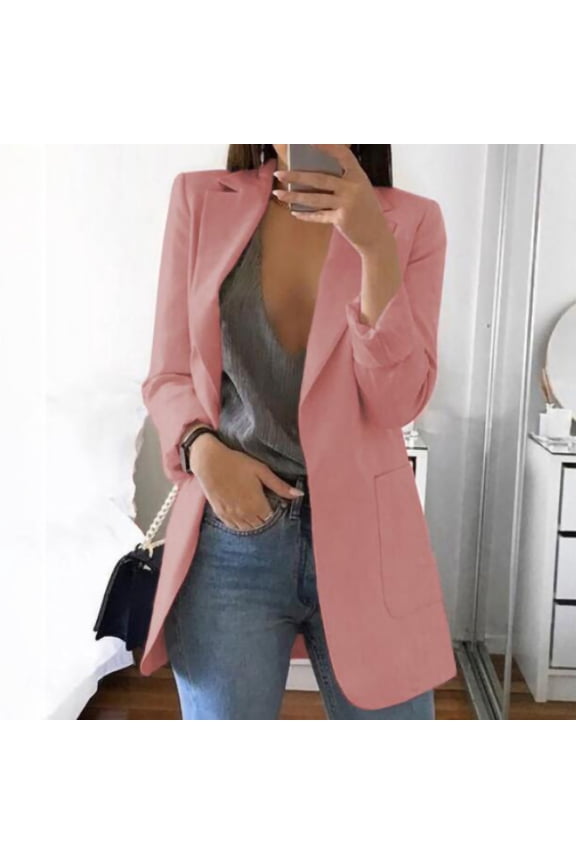 Plus Size Women Long Jackets Fashion Blazers Dressy Long Sleeve Lapel Business Casual Open Front Cardigan Suits