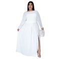 thumbnail image 1 of Plus Size Women Long Sleeve Tops and Split Skirts 2 Piece Obsidian Dress Outfits, 1 of 9