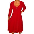 thumbnail image 1 of Plus Size Women Long Sleeves Empire Waist A Line Midi Dress Made in USA, 1 of 4