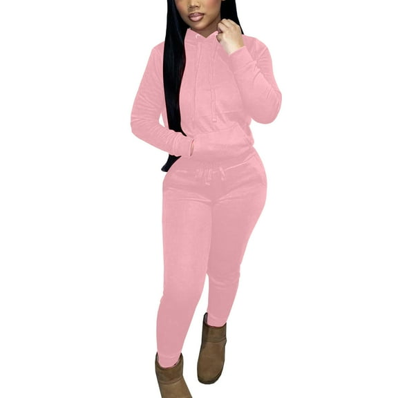 Plus Size Women Lounge Sets 2 Piece Outfits Two Piece Sets Women's Solid Color Sports Casual Comfortable Fashion Plus Velvet Drawstring Hooded Two-piece Set
