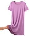 thumbnail image 1 of Plus Size Women Nightgown Casual Home Leisure Short Sleeve Crewneck Night Shirts Sleepwear Soft Comfy Dark Purple 3XL, 1 of 8