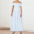 thumbnail image 1 of Plus Size Women Off Shoulder Maxi Dress Summer Sleeveless Casual Slim Swing Pleated Formal Party Gown Elegant Flowy, 1 of 4