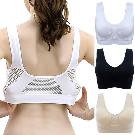 Plus Size Women Padded Sports Bra Running Stretchy Breathable Bra, Push-up Bra Underwear Yoga Vest