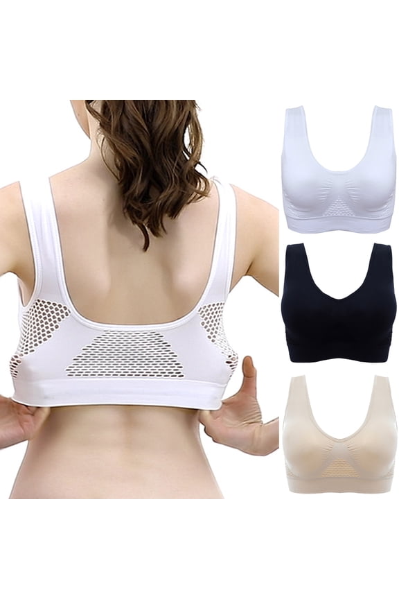 Plus Size Women Padded Sports Bra Running Stretchy Breathable Bra, Push-up Bra Underwear Yoga Vest