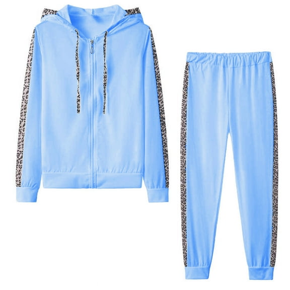 Plus Size Women Pullover Hoodie Tracksuit Two Piece Sets Pockets Sweatpants Sport Jogger Sweatsuit Solid Color Sportswear