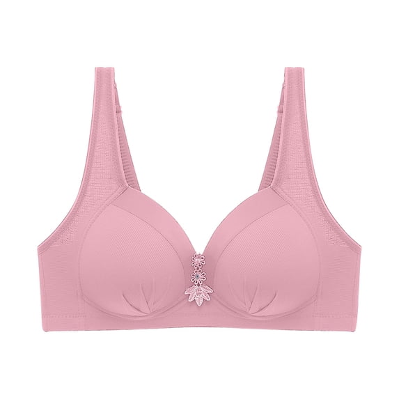 Plus Size Women Push Up Lace Bras Fashion Front Buckle Sexy Solid Bra Wire Free Underwear One-Piece Bra Daily Underwear