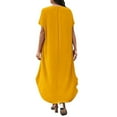 thumbnail image 1 of Plus Size Women'S Casual Summer Dress V Neck Solid Color Loose Fit Flowy Spring Maxi Tunic, 1 of 5