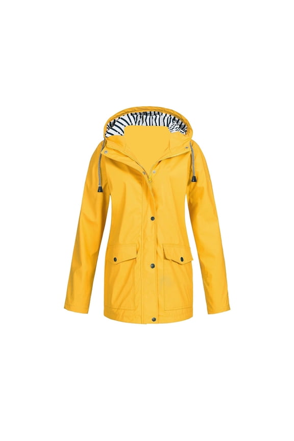 Plus Size Women'S Hooded Wind Jacket Climbing Coat Waterproof Rain Coat Tops