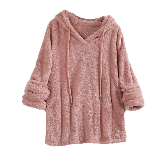 Sherpa Pullover Hoodies Sweatshirt Tops for Women Fluffy Fleece Hoody Shirt Tops Ladies Winter Warm Basic Tee Blouse Tops Lounge Wear