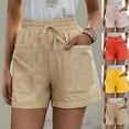 thumbnail image 1 of Plus Size Women Shorts Ladies Drawstring Elastic Waist Comfy With Pockets Casual Shorts Women Shorts Yellow XXL, 1 of 6