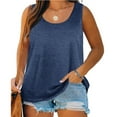 thumbnail image 1 of Plus Size Women Solid Color Sleeveless Casual Tank Tops Crew Neck Simple Camisole 5XL, 1 of 4