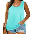 thumbnail image 1 of Plus Size Women Solid Color Sleeveless Casual Tank Tops Crew Neck Simple Camisole 5XL, 1 of 4