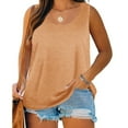 thumbnail image 1 of Plus Size Women Solid Color Sleeveless Casual Tank Tops Crew Neck Simple Camisole 5XL, 1 of 6
