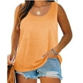 thumbnail image 1 of Plus Size Women Solid Color Sleeveless Casual Tank Tops Crew Neck Simple Camisole 5XL, 1 of 4