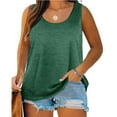 thumbnail image 1 of Plus Size Women Solid Color Sleeveless Casual Tank Tops Crew Neck Simple Camisole 5XL, 1 of 4