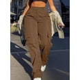 thumbnail image 1 of Plus Size Women Straight Solid Color Loose Cargo Pants, 1 of 4