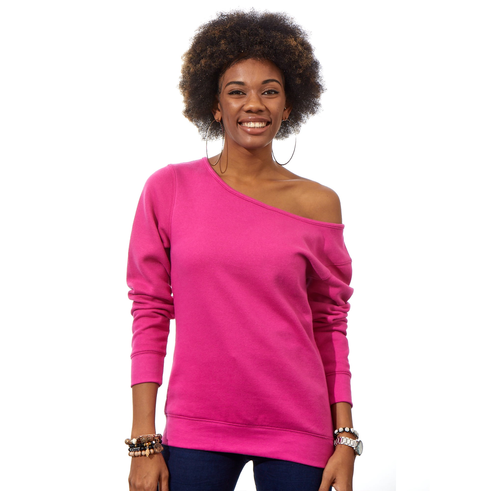 Plus Size Women Sweatshirts Baggy Slouchy Women Oversized Sweater S M L XL  2XL Off the Shoulder Pink Tops - Walmart.com