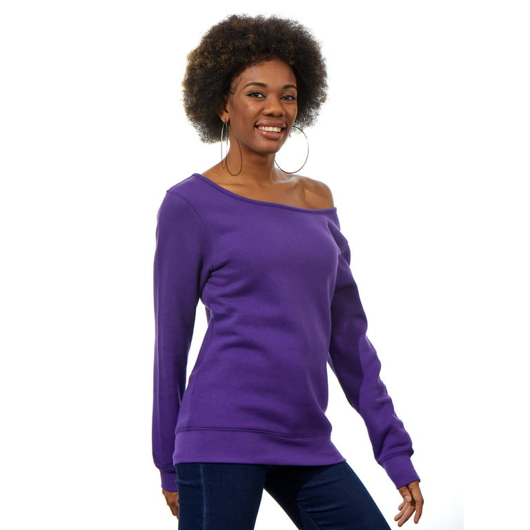 Plus Size Women Sweatshirts Baggy Slouchy Women Oversized Sweater S M L XL  2XL Off the Shoulder Purple Tops 