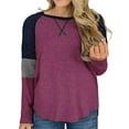 thumbnail image 1 of Plus Size Women Tops Fashion Stripe Printed Loose Casual Round Neck T Shirts Long Sleeve Base Ball Tee Blouse for Lady, 1 of 6