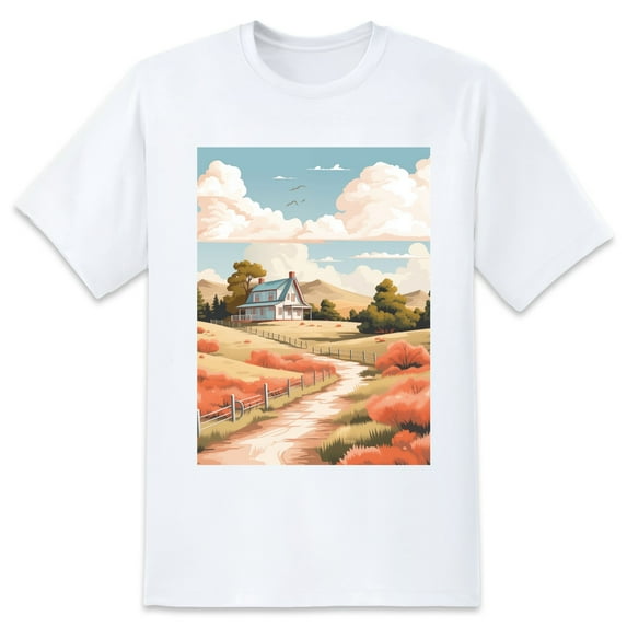 Plus Size Women Tops T Shirt Autumn Small TownsGraphic Tees Summer Tops Classic Round Neck Floral Oversize Short Sleeves, Crew Neck Shirts For Women