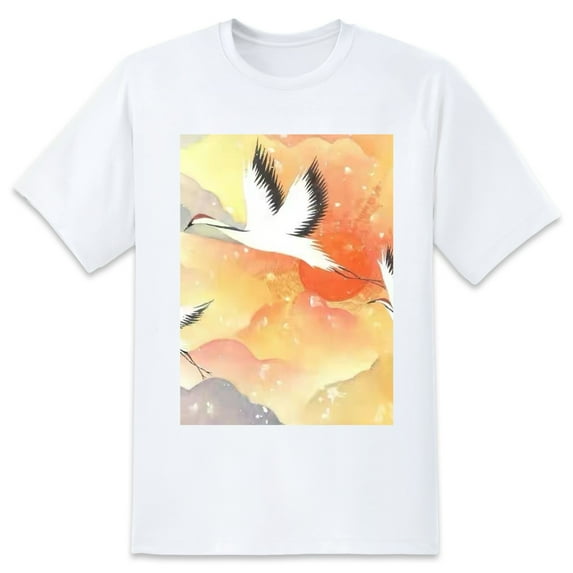 Plus Size Women Tops T Shirt BirdGraphic Tees Summer Tops Classic Round Neck Floral Oversize Short Sleeves, Crew Neck Shirts For Women