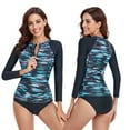 thumbnail image 1 of Plus Size Women Two Piece Surfing Swimsuit Wetsuit Long Sleeve Swimwear Swimsuit Beachwear Swimming Costumes Diving Bathing Suit Push Up Padded Bra Tummy Control - S US(4-6), 1 of 7