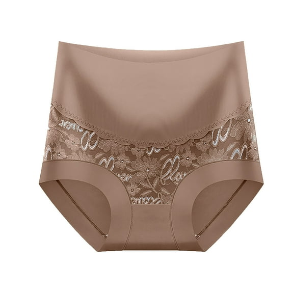 High Waisted Sexy Lace Ice Silk Seamless Compression Hip Lifting High Elasticity Large Size Breathable And Comfortable Underwear