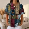 thumbnail image 1 of Plus Size Women Waffle Knit Fall Tops Hawaiian Button Down Shirts for Women Polo Shirts Long Sleeve V Neck Loose Fit Tun, 1 of 5