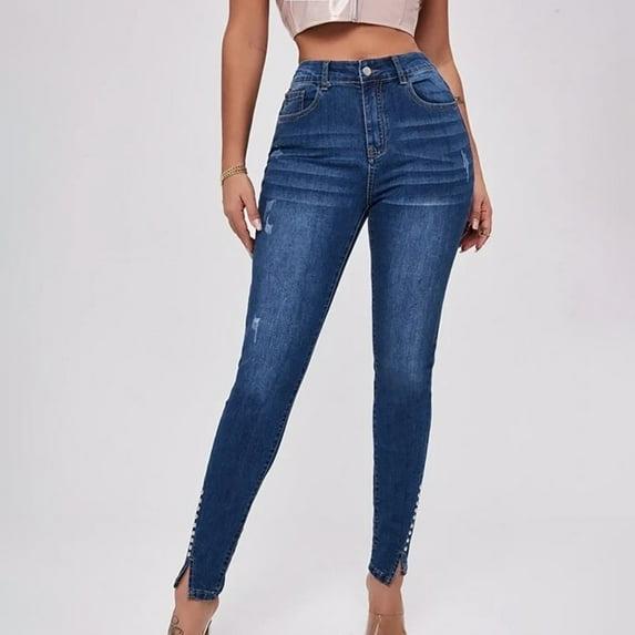 Plus Size Women Wide Leg Jeans High Waist Baggy Jeans for Women Women's Jeans And Pants Ndbuld Blue M