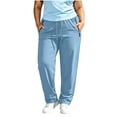 thumbnail image 1 of Plus Size Women's Athletic Sweatpants Elastic Waist Straight Leg Jogger Trouser Fall Casual Workout Running Pants With Pockets, 1 of 7