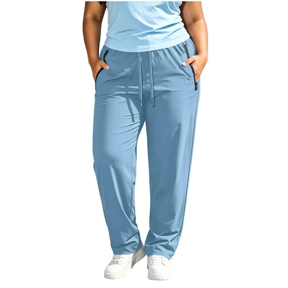 Plus Size Women's Athletic Sweatpants Elastic Waist Straight Leg Jogger Trouser Fall Casual Workout Running Pants With Pockets