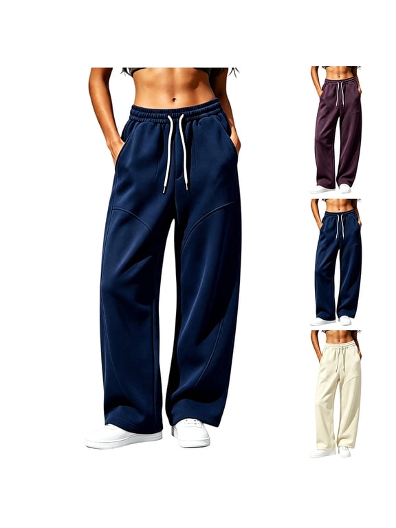 Plus Size Women's Baggy Sweatpant High Waist Wide Leg Track Pants Teen Fall Fashion Casual Athletic Trouser M-4XL