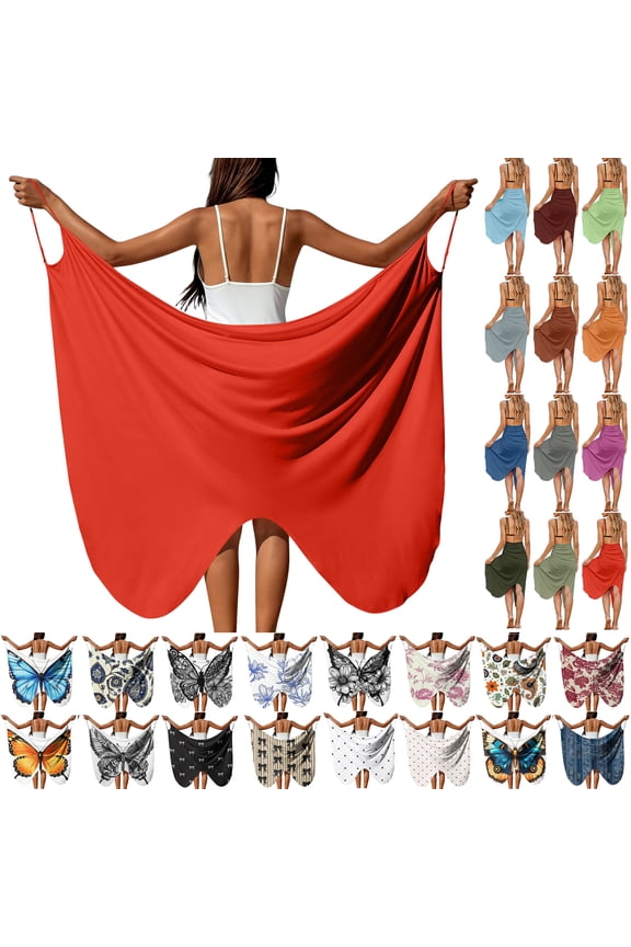 Plus Size Women's Beach Sarong Semi-Sheer Swimwear Cover Ups Short Skirt with Waist And Sheer Draped