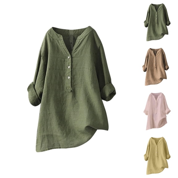 Plus Size Women’s Blouses – Elegant Tops with Ruffle Sleeve V Neck Office Blouse for Work or Evening Party Women'S Solid Color Stand Up Button Long Sleeved Shirt Blouse